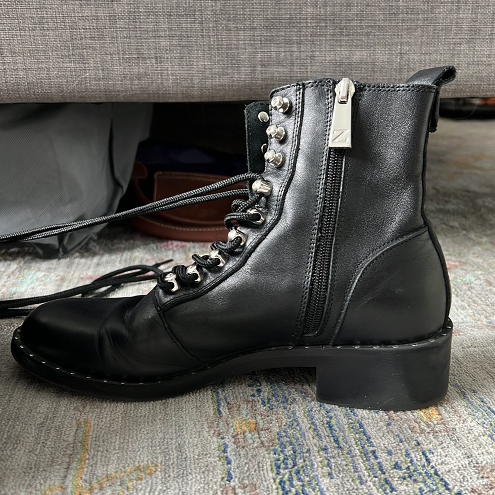 ZARA Leather Moto Ankle Boots w/ Studs – Size 6.5 (EU 37) - Picture 7 of 13